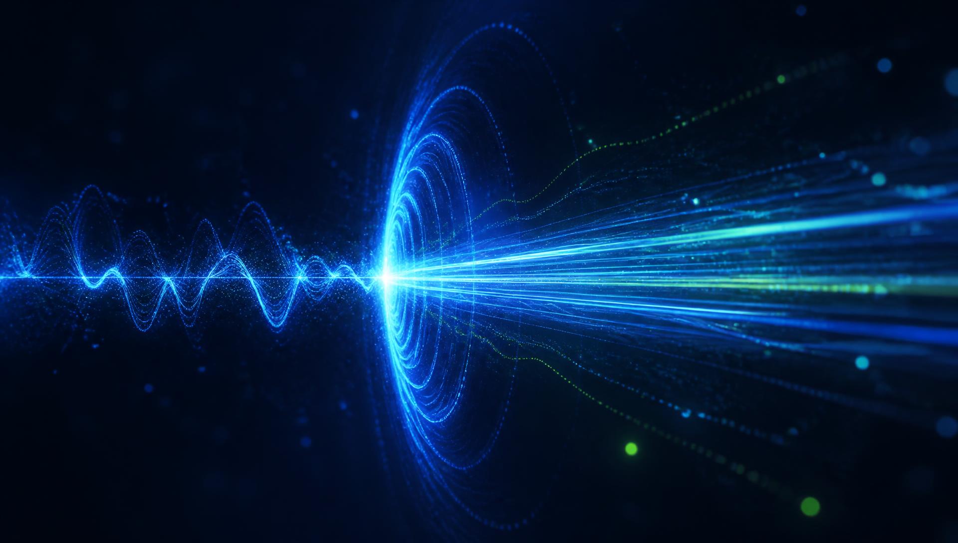 Electric blue signal wave intercepting an incoming call stream